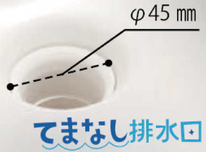 水はけ抜群の大口径排水口